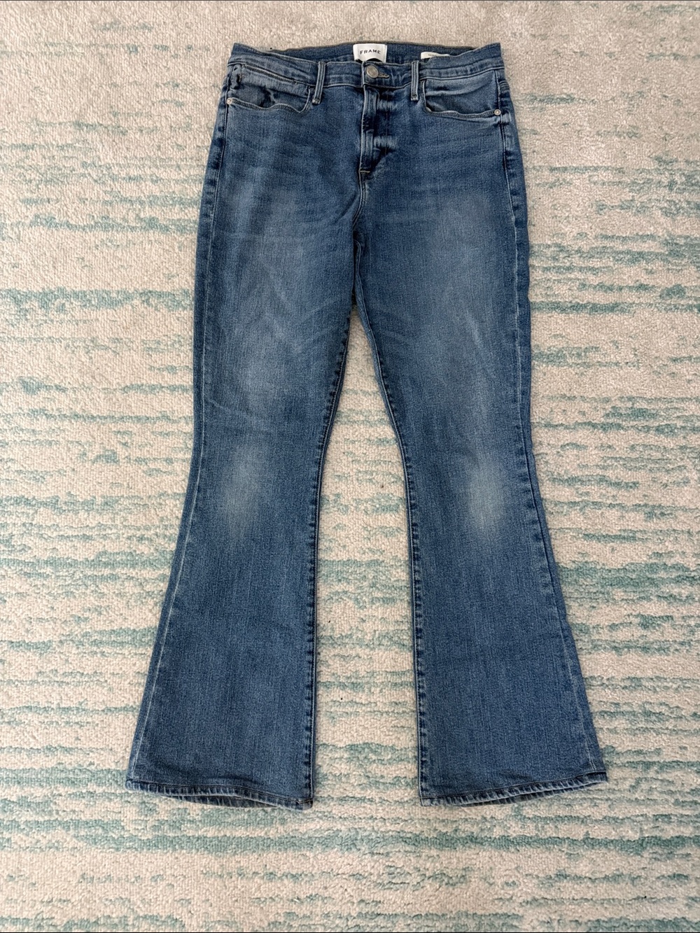 Frame Denim Medium Blue high rise Flare Jeans